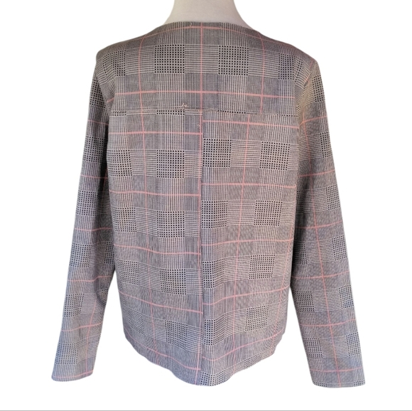 Zara Women's Long Sleeve Glenn Plaid Micro Houndstooth Knit Blouse Size Medium - Picture 8 of 12